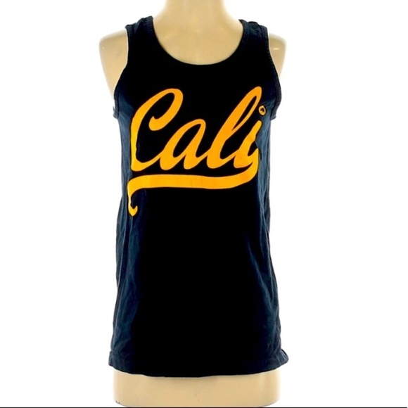 cali activewear apparels navy gold graphic tank Small top - Picture 1 of 7